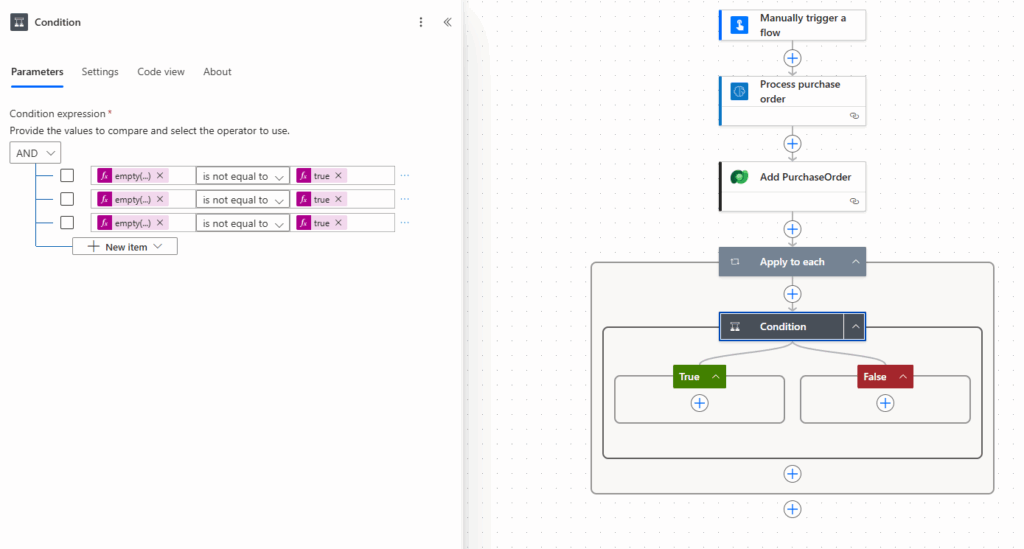 Automated Purchase Order Processing with Microsoft Power Automate and AI Builder Condition