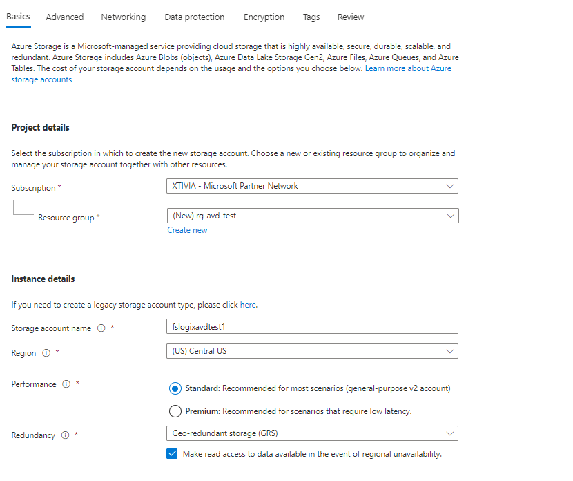 Setting up FSlogix with Azure Virtual Desktop Create A New Storage Account