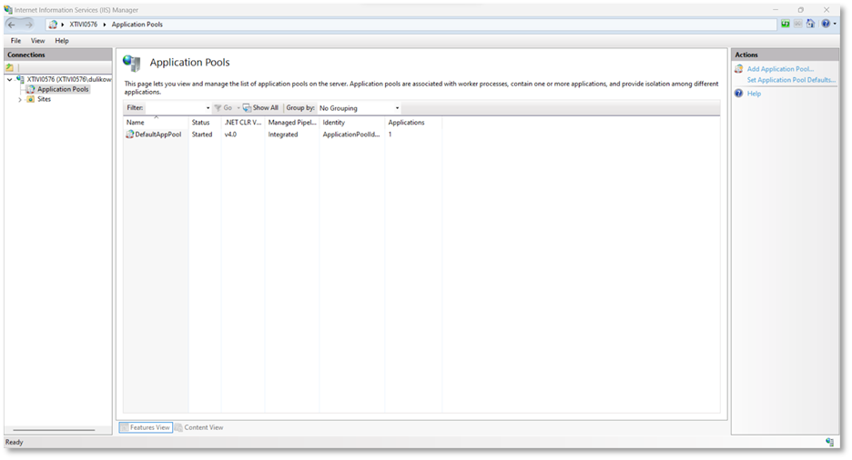 Deploying an Application to IIS Application Pools