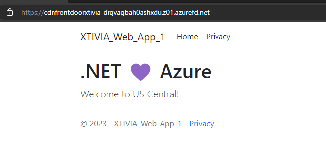 Deploying Azure Front Door with a Web Application Firewall using Custom Rules Front Door Endpoint Loading