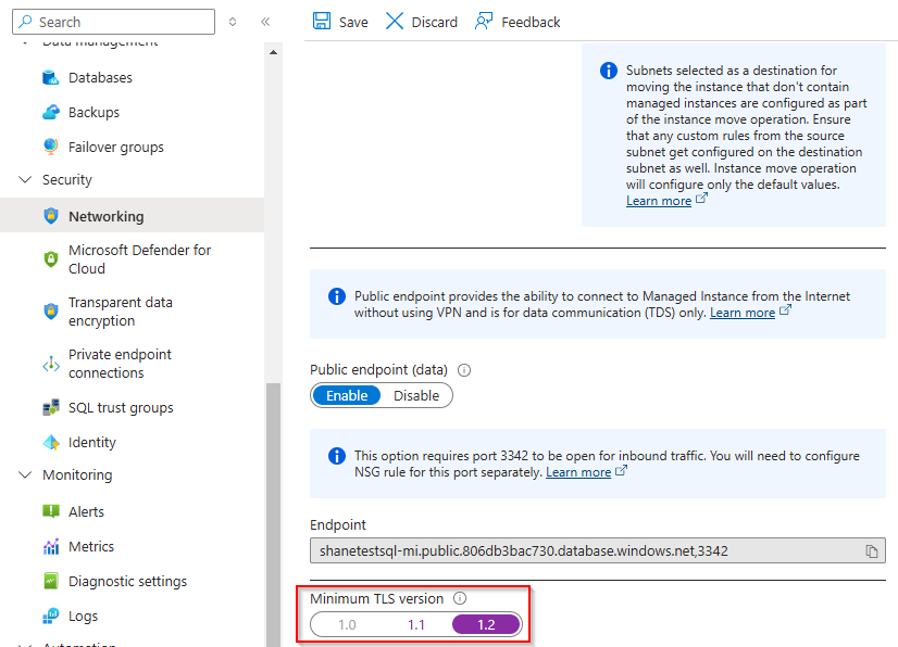 Azure Deprecating TLS 1.0 and 1.1 Azure SQL Managed Instance