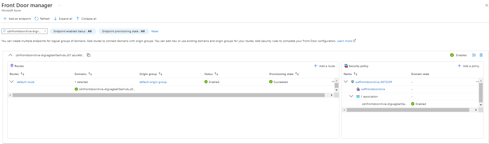 Deploying Azure Front Door with a Web Application Firewall using Custom Rules Front Door Manager