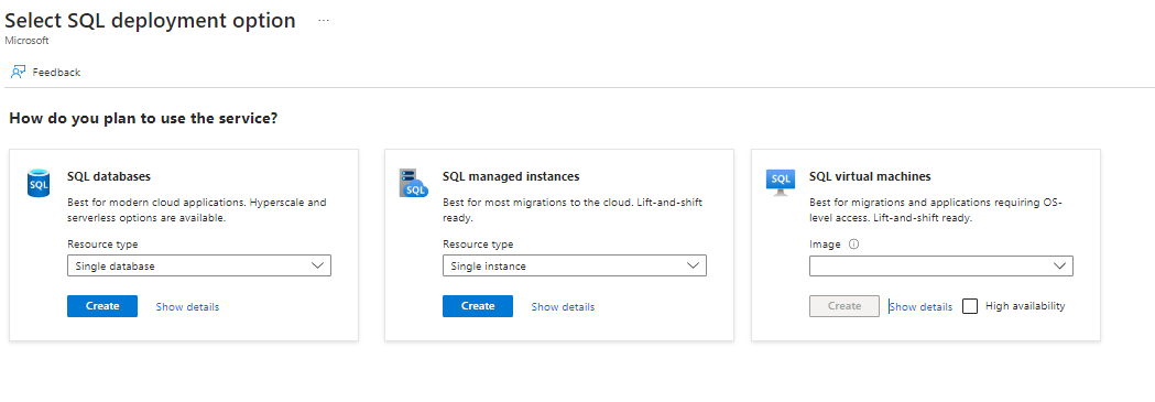 Azure SQL Deployment Option