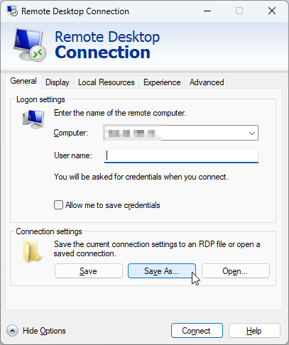 RDP into Remote PC with Entra Credentials Create RDP File Remote Desktop Connection IP Address or DNS Entry